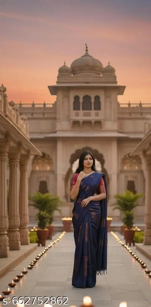 Banarasi Silk Saree for Women (Purple, Free Size)