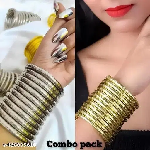 trending spiral golden silver combo bangles