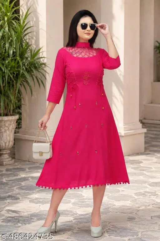 Petite Kurti for Women (Pink, XS)