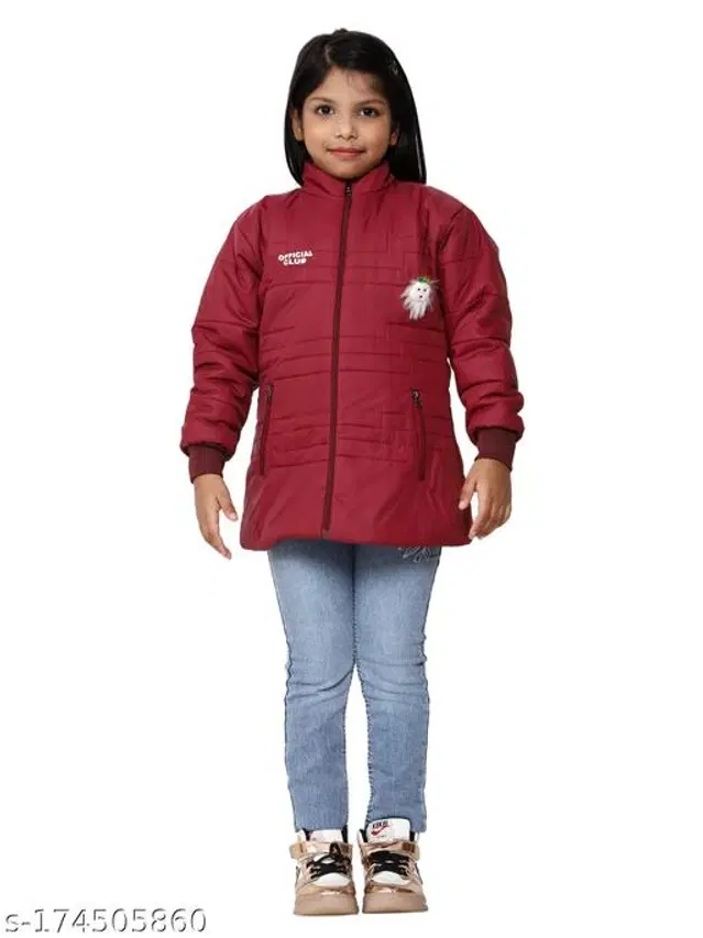 Polyester Jacket for Girls (Maroon, 18-24 Months)