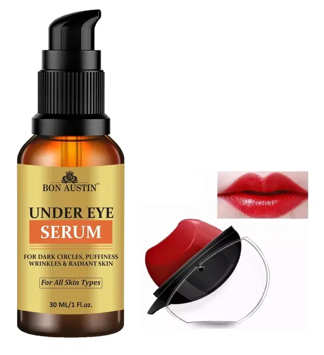 Bon Austin Under Eye Serum, 30 ml with Apple Shaped Lipstick, Red, Set of 2