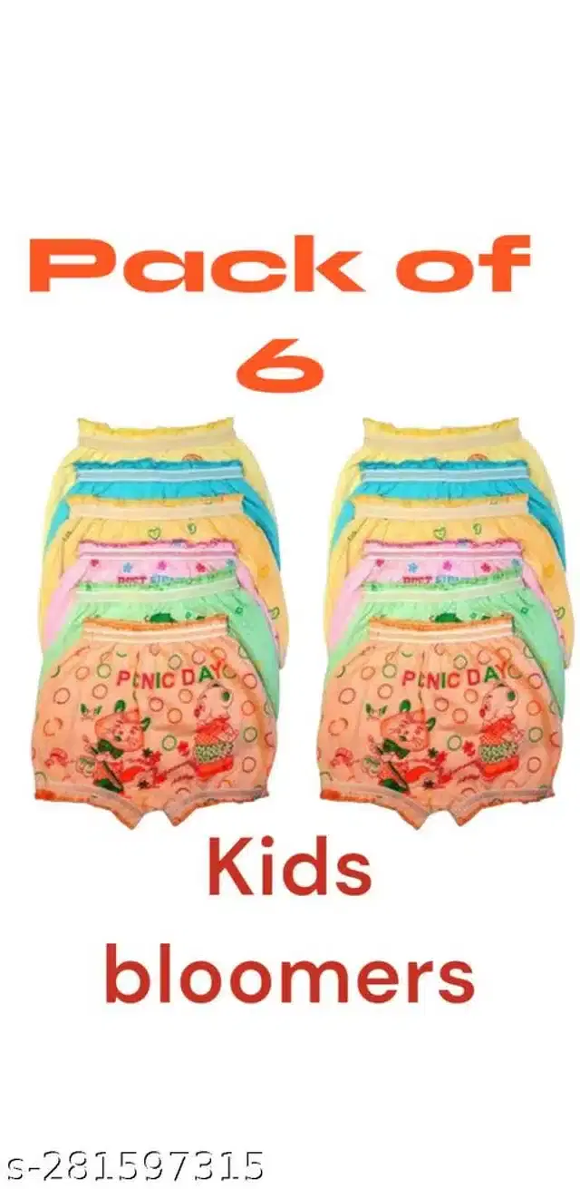 Cotton Innerwear Shorts for Kids, Pack of 6 (Multicolor, 0-3 Months)