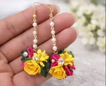 Bridal Artificial Flower Jewellery Set, Multicolour, Pack of 12