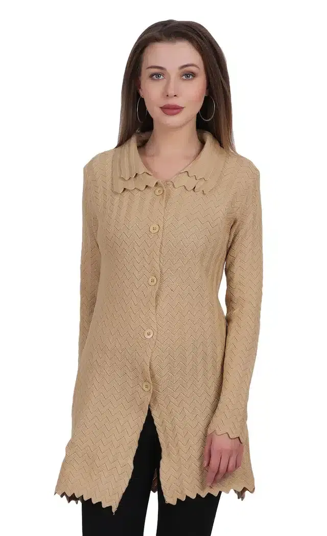 Full Sleeves Cardigan for Women (Beige, M)