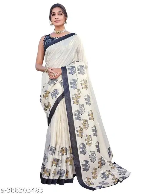 Art Silk Printed Saree for Women, Multicolor (6.3 m)