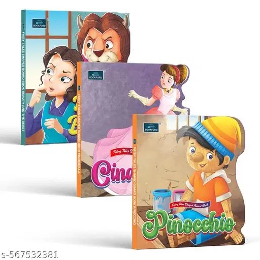 Fairy Tale Shaped Story Book | Beauty and the Beast, Cinderella, and Pinocchio | Book for kids | Board Book for kids | fairy tales | story book (Set of 3)