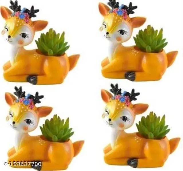 Terracotta Decorative Cute Plant Holders for Home Decor, Multicolor, Pack of 4