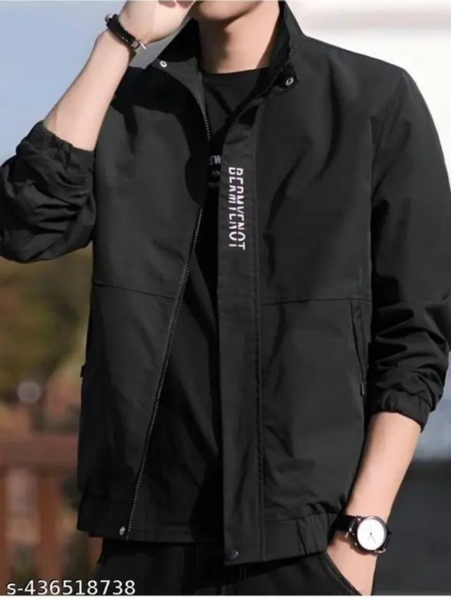 Nylon Jacket for Men (Black, L)