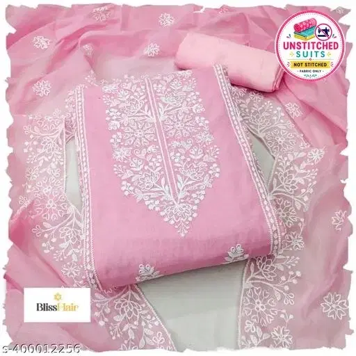 Chanderi Cotton Embroidered Punjabi/All Over Suits for Women (Pink, Un Stitched)