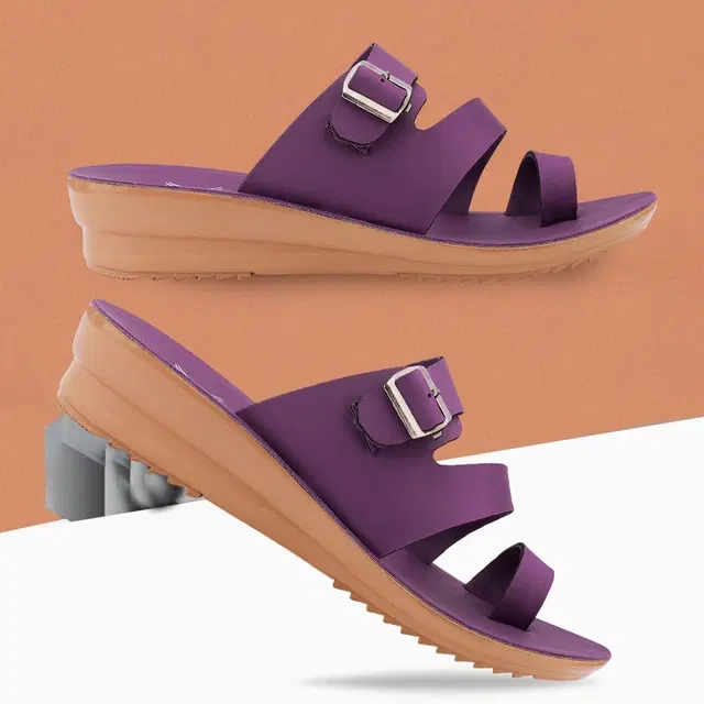 Solid Flatforms for Women (Purple, 5)