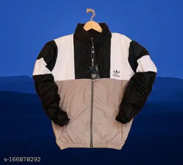 Polyester Full Sleeves Colorblocked Jacket for Men (Beige & Black, XL)