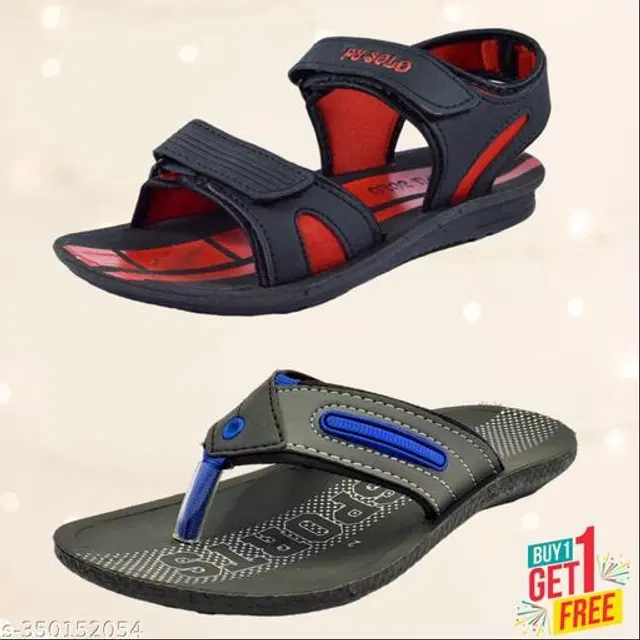 Sandal with Flipflop for Men, Pack of 2 (Multicolor, 6)