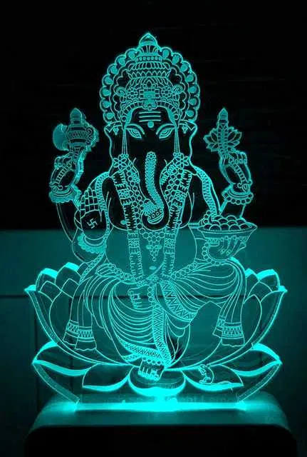 Unicept The Lord Ganesh 3D Illusion 7 Color Changing Night Lamp, Multicolor, NE-37