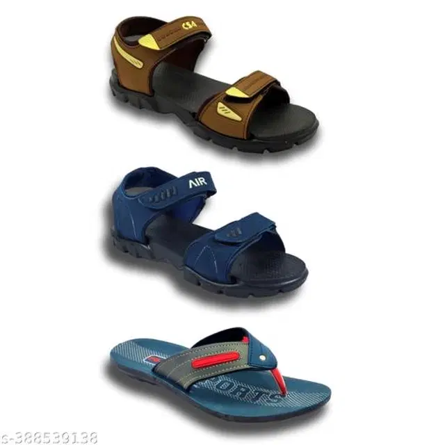 Sandals with Flipflop for Men, Pack of 3 (Multicolor, 6)