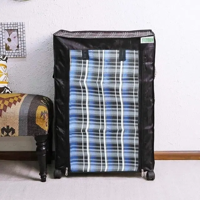 Lightweight 6 Layer PVC Multipurpose Organiser with Blue Checks Zip Cover & Rotating Wheels [DIY]