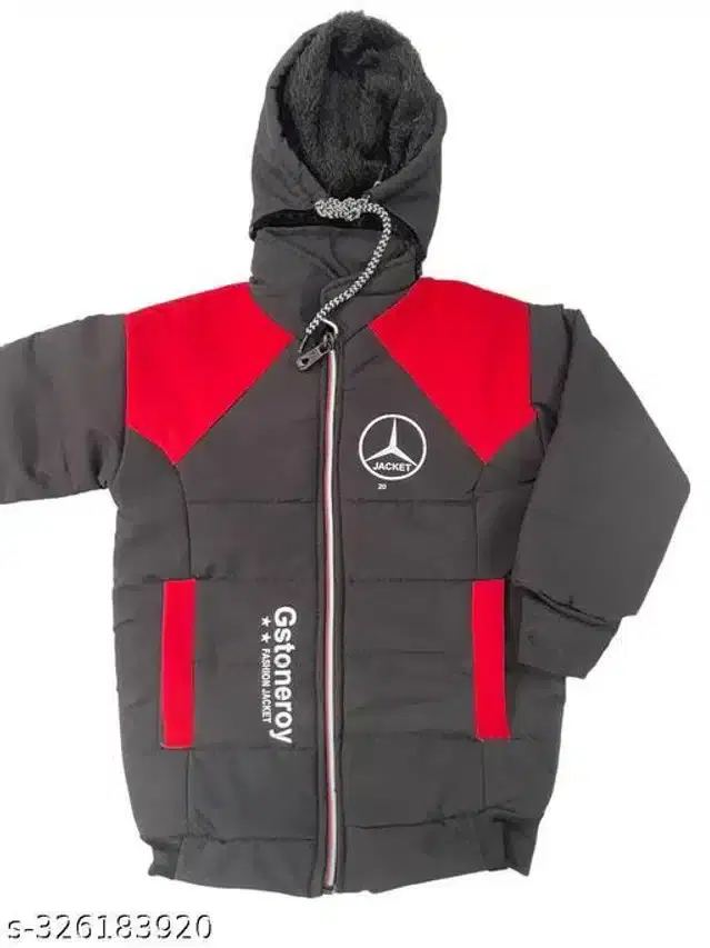 Woolen Jacket for Boys (Black & Red, 3-4 Years)