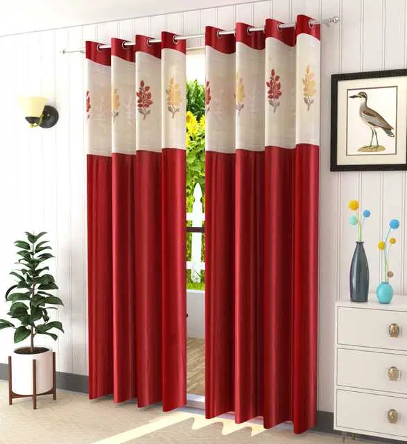 Homefab Polyester Curtains, Maroon, 5 Feet, HF-203