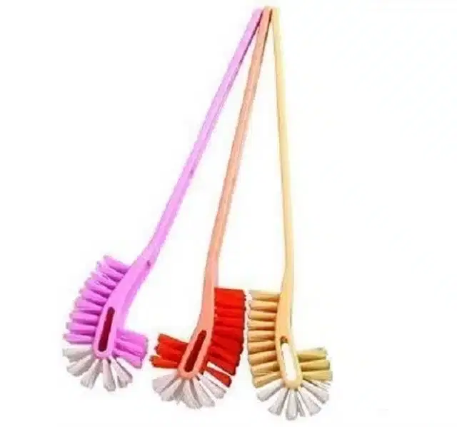 Plastic Long Handle Toilet Brush, Multicolor, Pack of 3