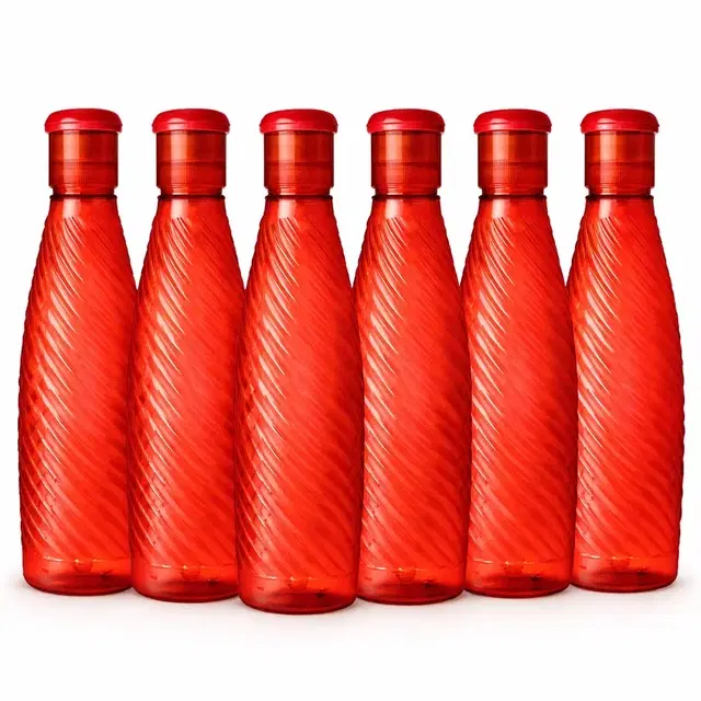 Fair Food Plastic Water Bottles, Red, Set of 6