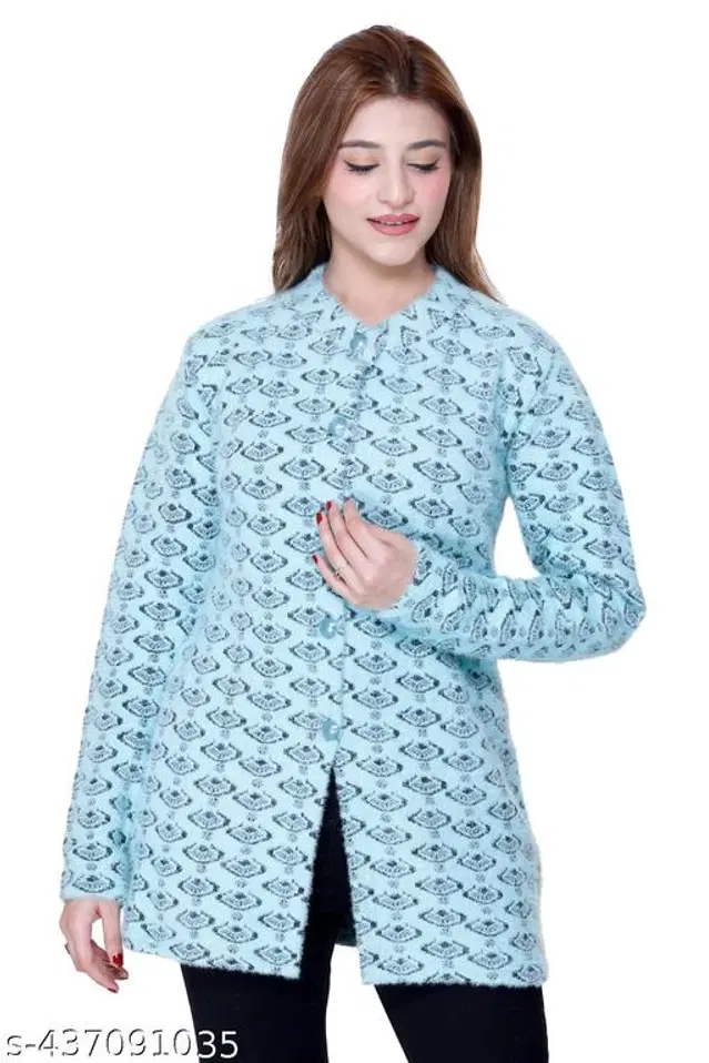 Woolen Sweaters for Women (Sky Blue, S)