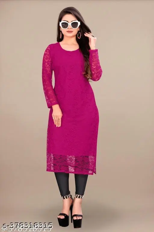 Net Kurti for Women,  Pink  (S)