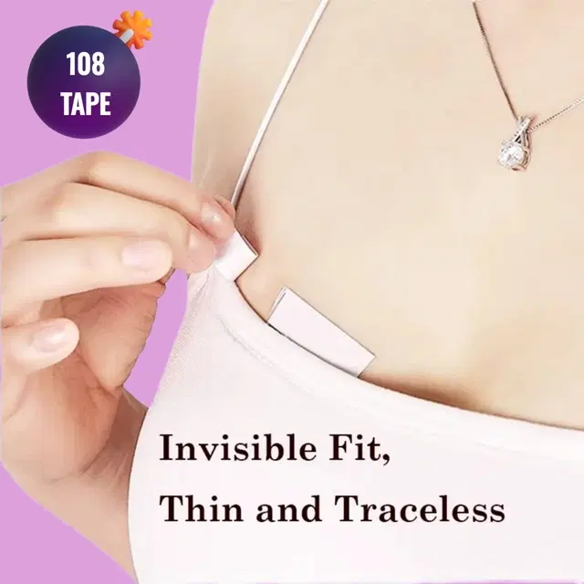 Acrylic Film Clothing 108 Double Sided Tape Strips, Transparent, Set of 1