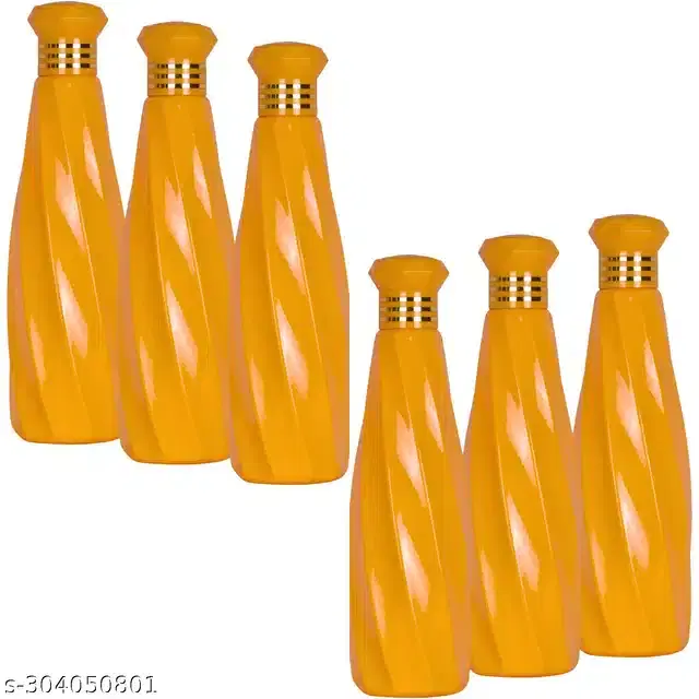 Plastic Water Bottles Set, Pack of 6, Yellow, 1000 ml