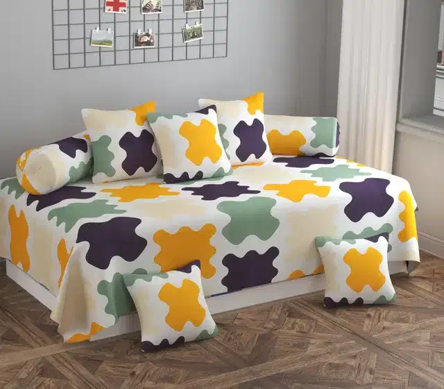 Microfiber Diwan Cover Set, Multicolor, Pack of 8