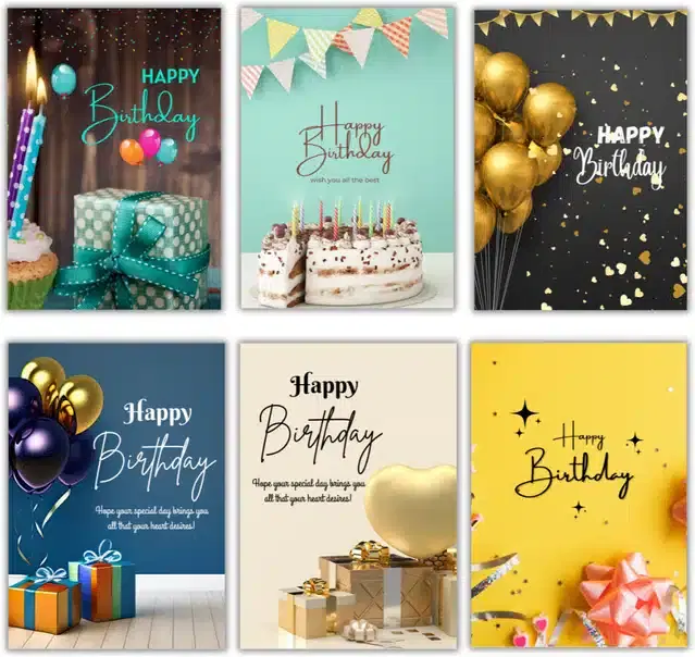 Birthday Greeting Cards Combo, Multicolor, Pack of 6