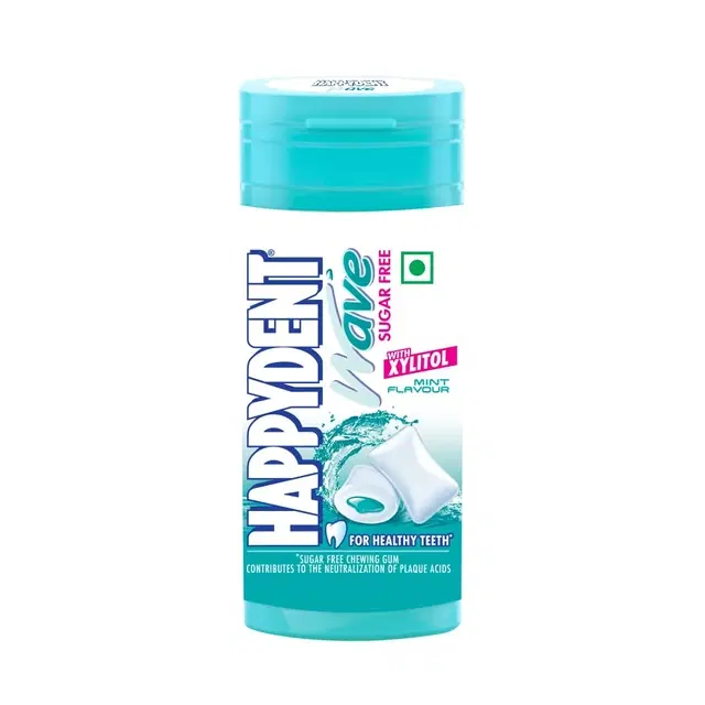 Happydent Wave Xylitol Sugarfree Mint Flavour Bubble Gum Pocket Bottle 28.9 g
