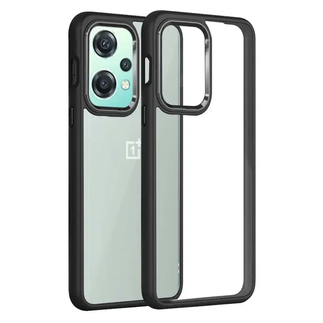 Polycarbonate Transparent Hybrid Hard Bumper Mobile Back Cover for OnePlus Nord CE 2 Lite 5G, Black