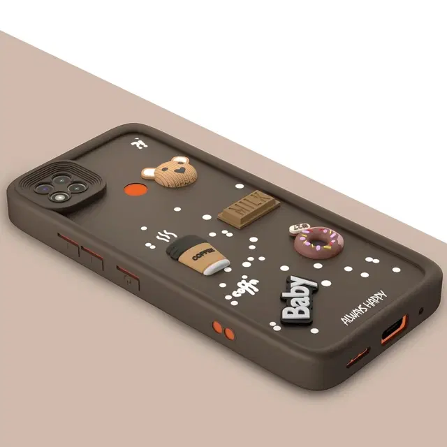 Rubber Mobile Back Cover for MI Redmi 9C (Brown)