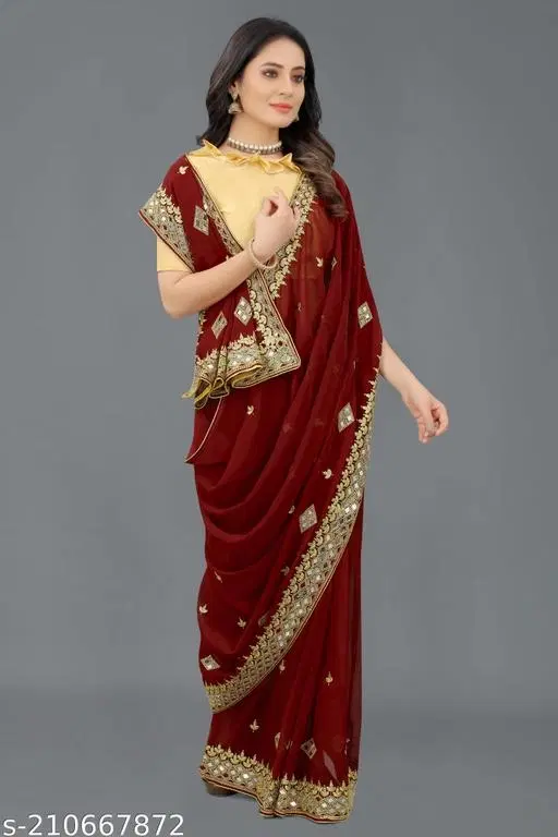 Beautiful Saree for Women (Maroon)