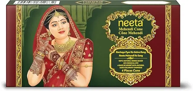 Natural Henna Cones For Beautiful Designs, Pack Of 4