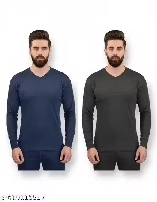 Cotton Blend Thermal Top for Men, Assorted (M)