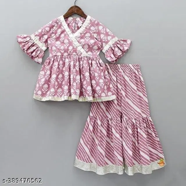Rayon Sharara Set for Girls (Pink, 2-3 Years)