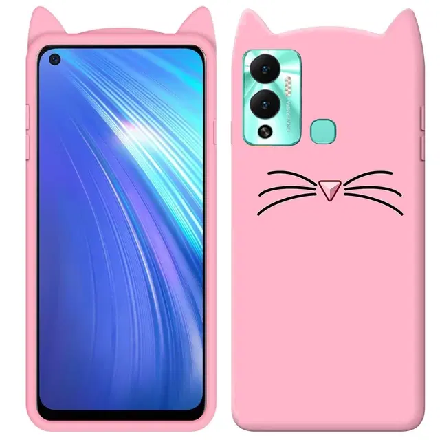 Silicone Mobile Back Cover for Infinix X6816C / HOT 12Play (Pink)