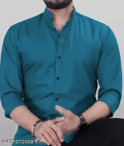 Cotton Solid Shirt for Men, Teal (M)
