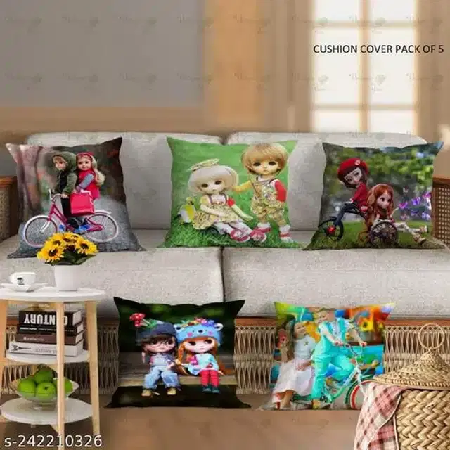 Cushion Cover for Home, Multicolor, 16x16 inches, Pack of 5