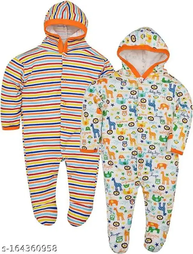 Cotton Rompers for Kids (Multicolor, 0-3 Months)
