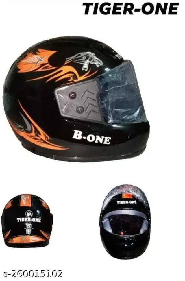 Full Face Helmet For Men, Black & Orange