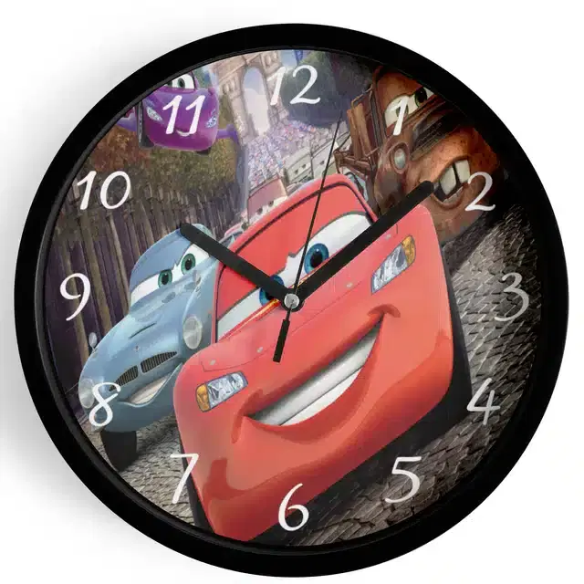 Analog Cars Wall Clock for Home, Black, 7 Inches