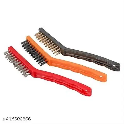 Plastic Wire Bristles Cleaning Brush, Multicolor, Pack of 3