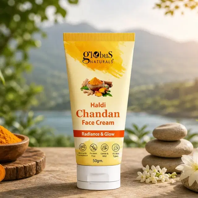 Globus Naturals Haldi Chandan Glow Cream – Removes Tan, Dirt & Excess Oil For Glowing Skin (50 g)