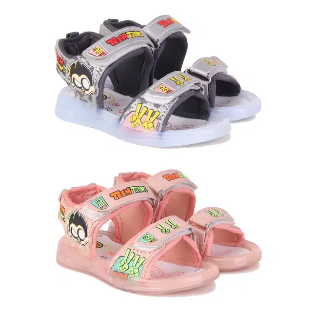 Sandals for Kids, Pack of 2 (Multicolor, 7 C)