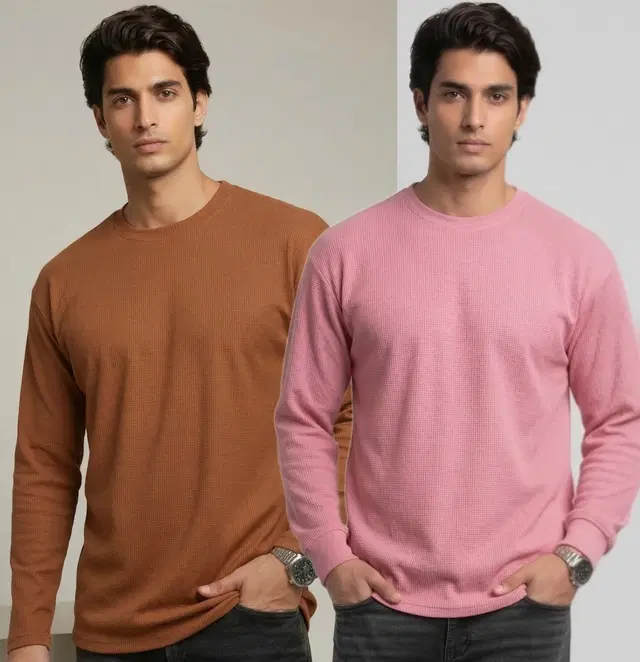 Polyester T-shirt for Men, Coffee & Onion, Pack of 2 (M)