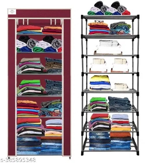 Metal 7 Layer Collapsible Multipurpose Rack, Maroon
