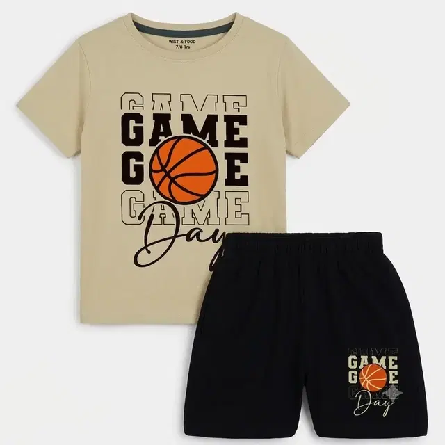 Boys Clothing Set Cotton Blend Beige & Black(18-24M)