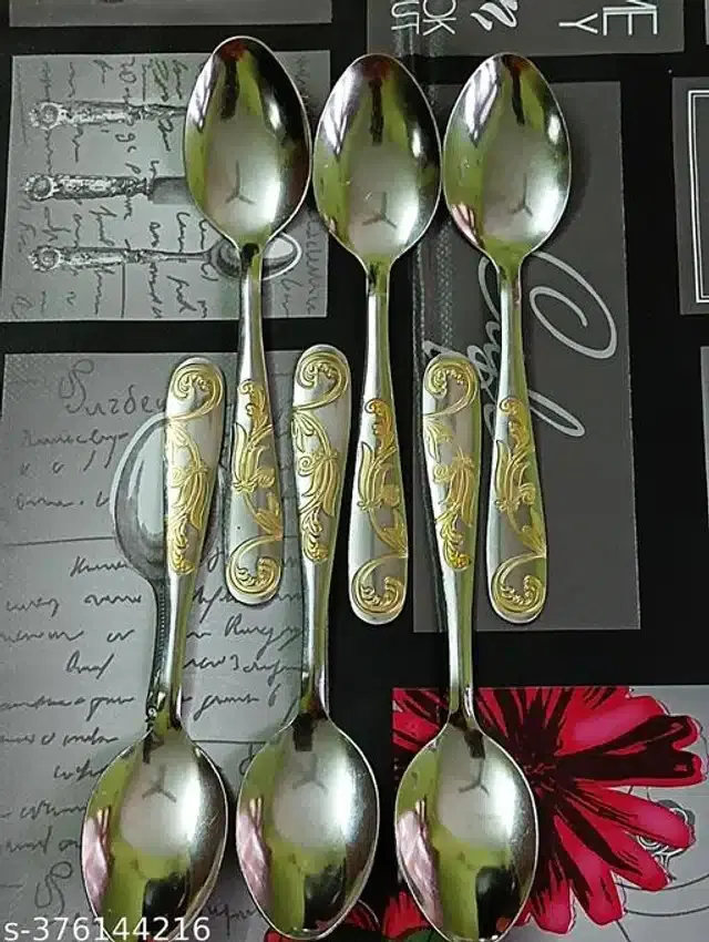 Stainless Steel Spoons, Silver, Pack of 6