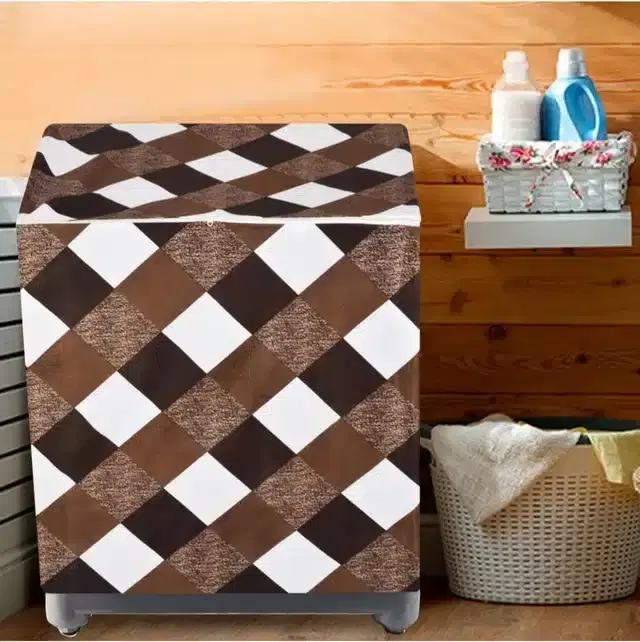 Knit Printed Semi Automatic Washing Machine Cover, Multicolor